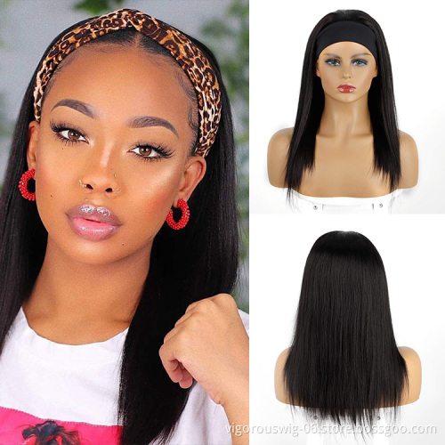 Wholesale 20 Inch Long Heat Resistant Synthetic Afro Headband Wigs For Black Women Bone Straight Headband Synthetic Hair Wigs